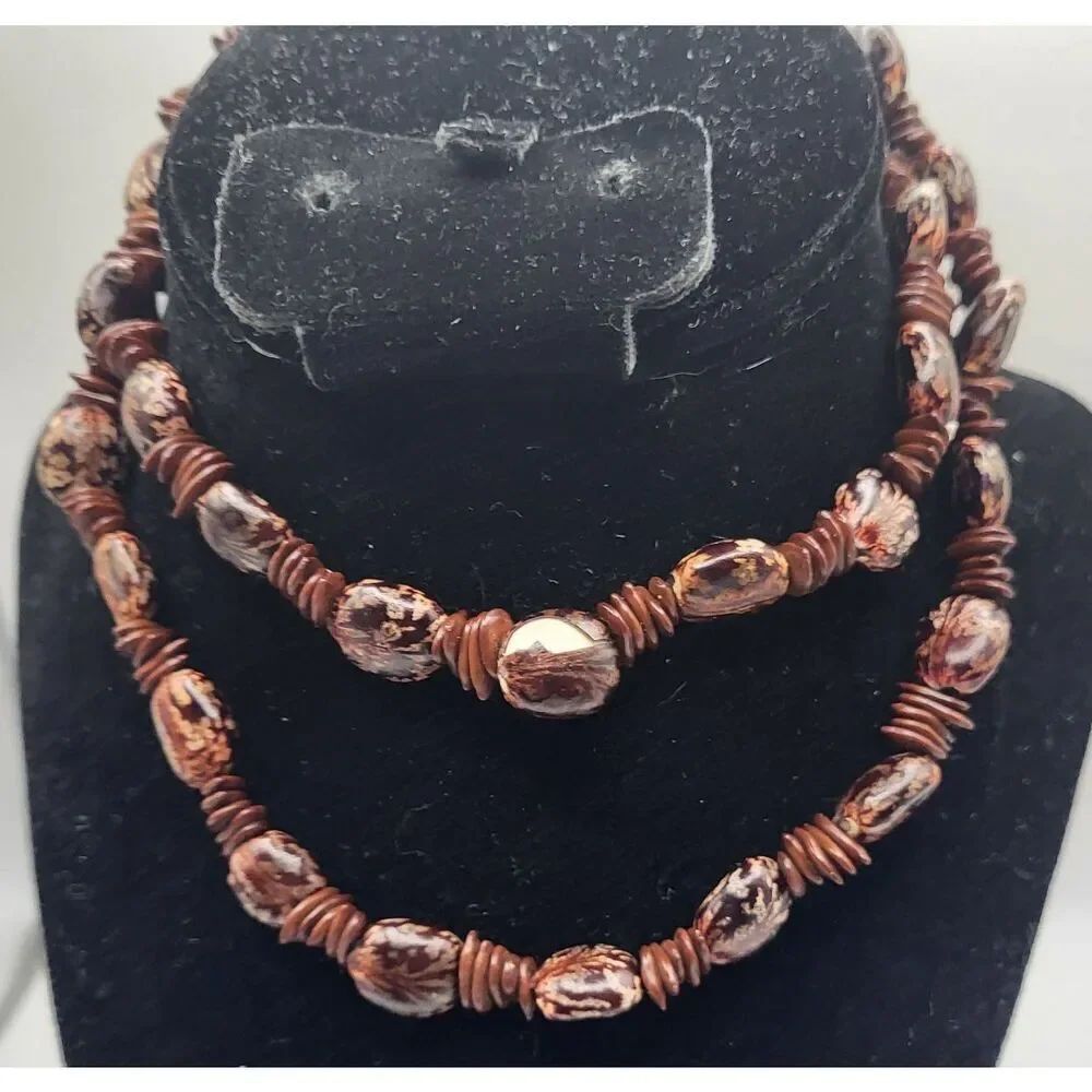 Vintage Seed Bean Handmade Ethnic 28in Long Strand Necklace